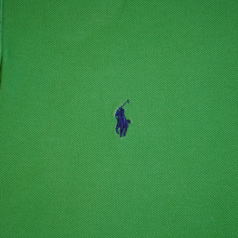 Y2K Polo Ralph Lauren Mens Green Cotton Short Sleeve Blue Pony Size L Vintage - Picture 3 of 6